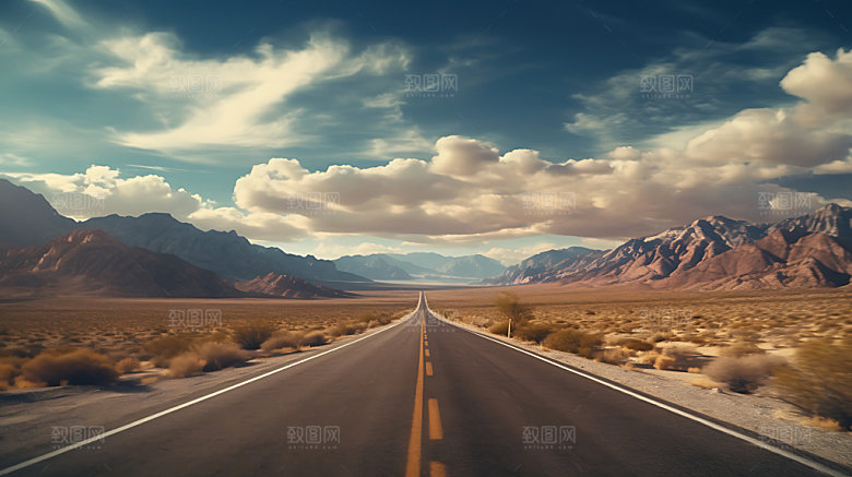 公路地平线自驾一望无际摄影图