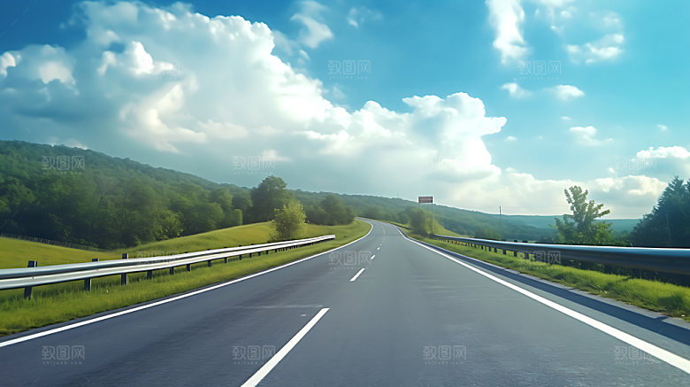 公路地平线自驾辽阔摄影图