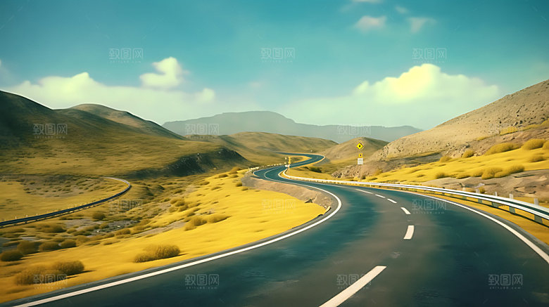 公路地平线天路大气摄影图