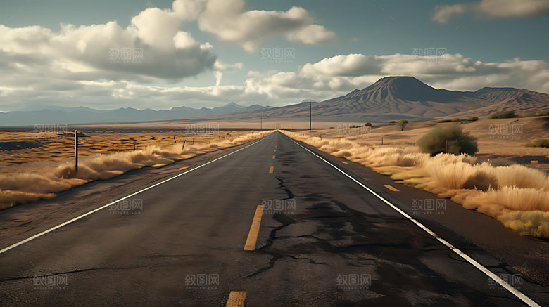 公路地平线风光辽阔摄影图