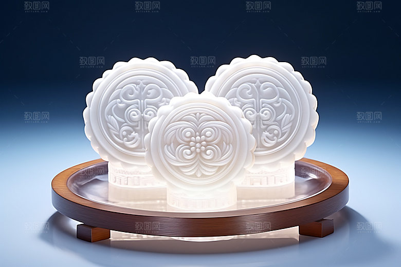 中秋元素玉兔月饼3D模型