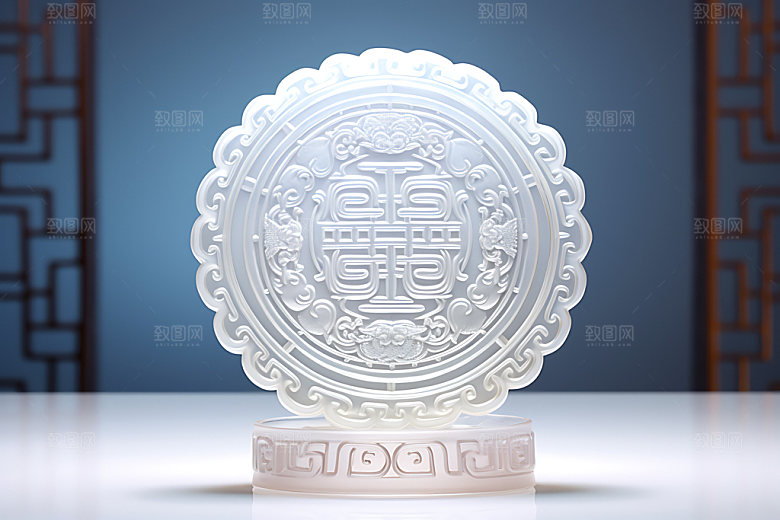 中秋元素可爱玉兔月饼模型