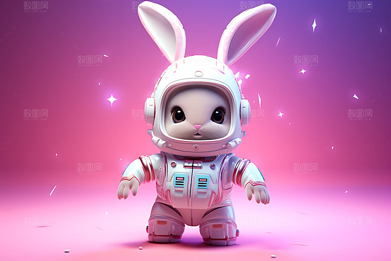 中秋元素3D玉兔月饼模型