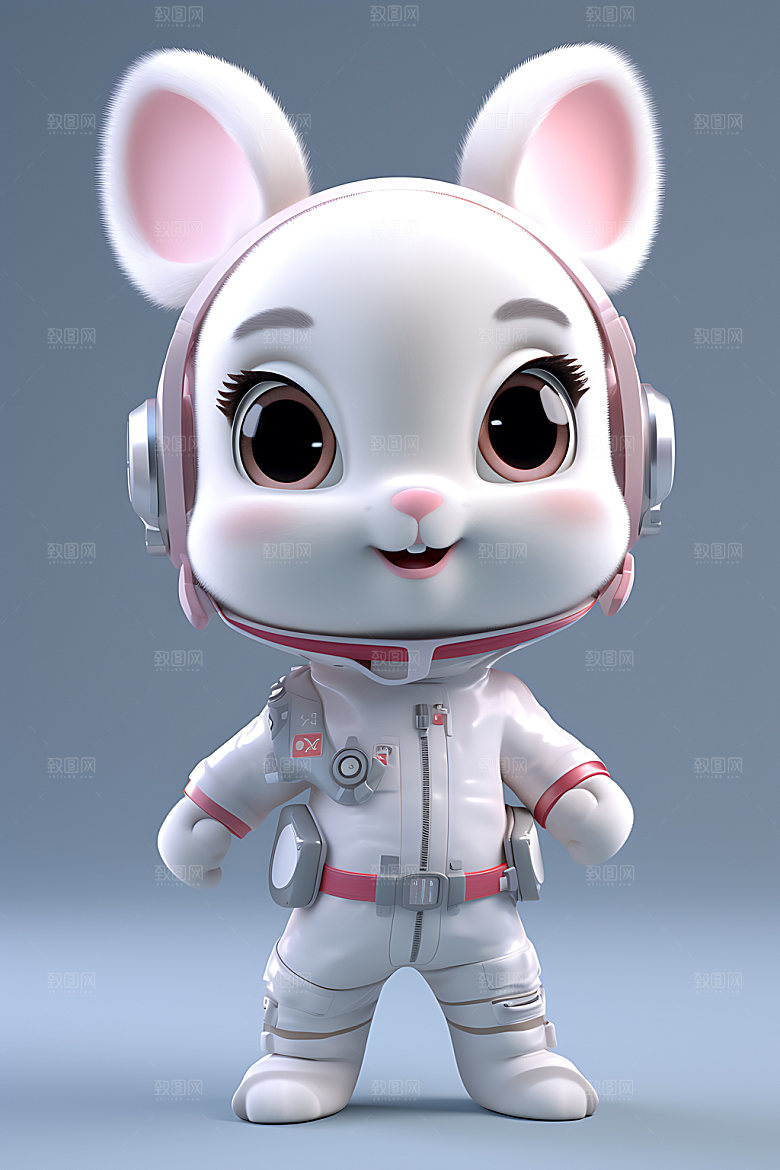 中秋元素3D玉兔月饼模型