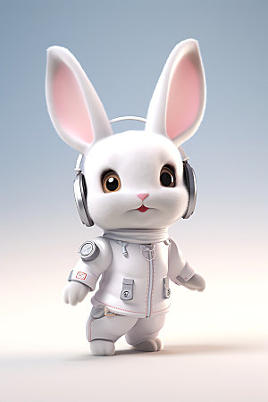 中秋元素3D玉兔月饼模型