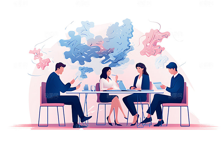 头脑风暴创意方案企业文化插画