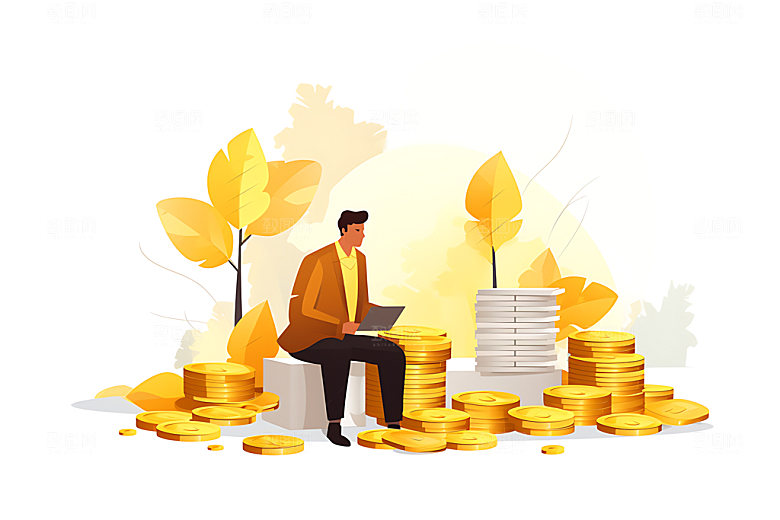 投资理财金融资金插画