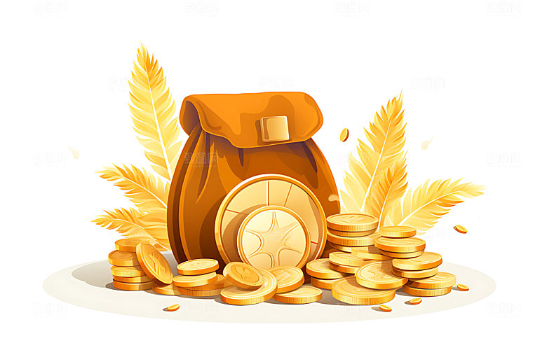 投资理财金币保险插画