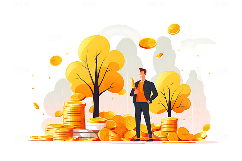 投资理财金币金融插画
