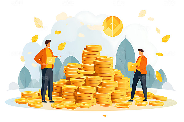 投资理财金币金融插画