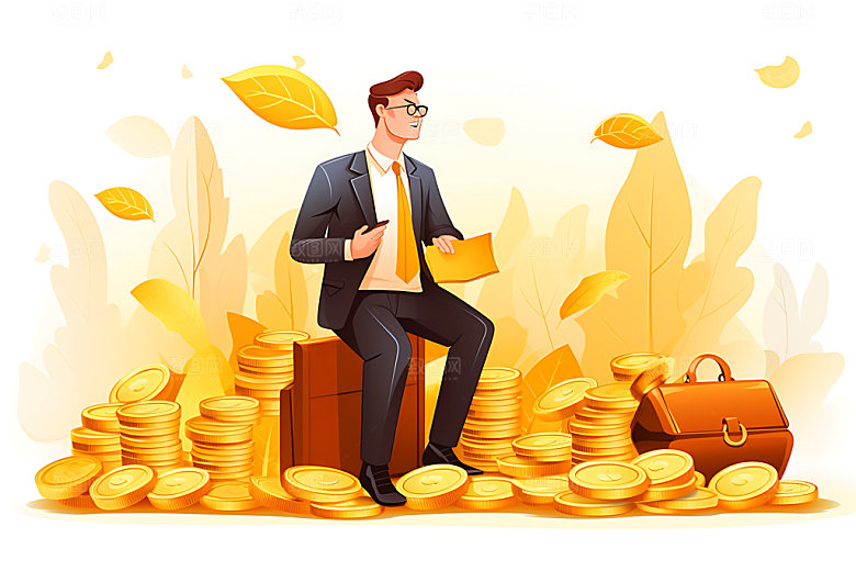 投资理财保险金钱插画