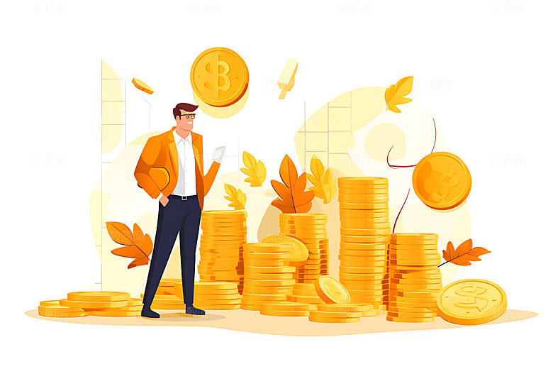 投资理财金币金融插画