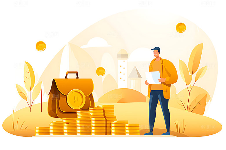 投资理财基金资金插画