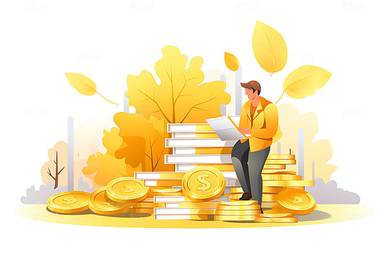 投资理财金融金币插画