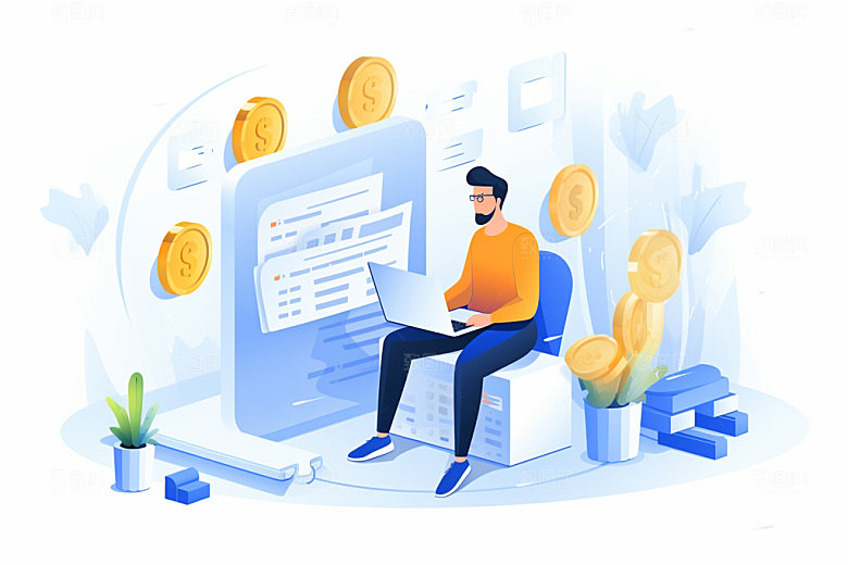 投资理财股票金融插画