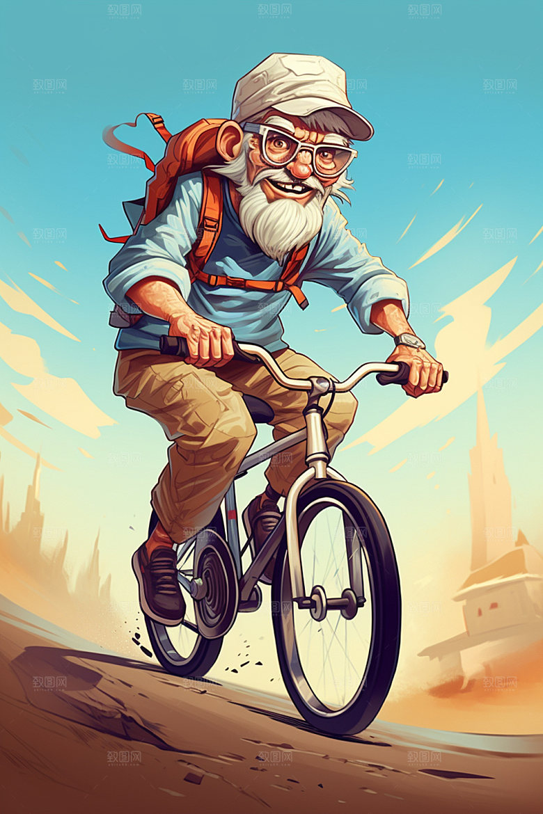 老年生活老年人夕阳红插画