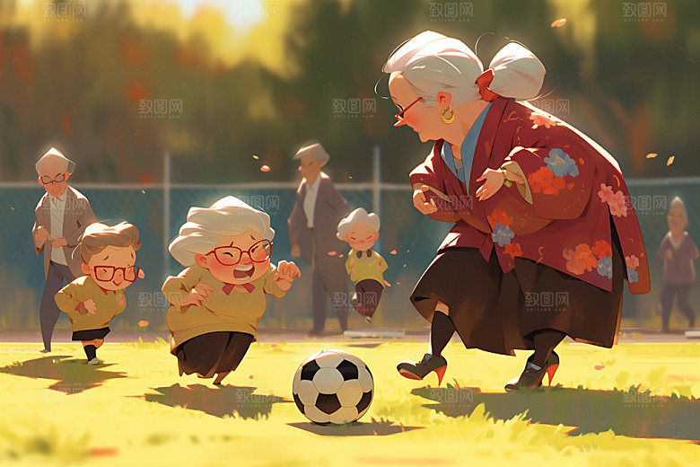 老年生活高清温馨插画