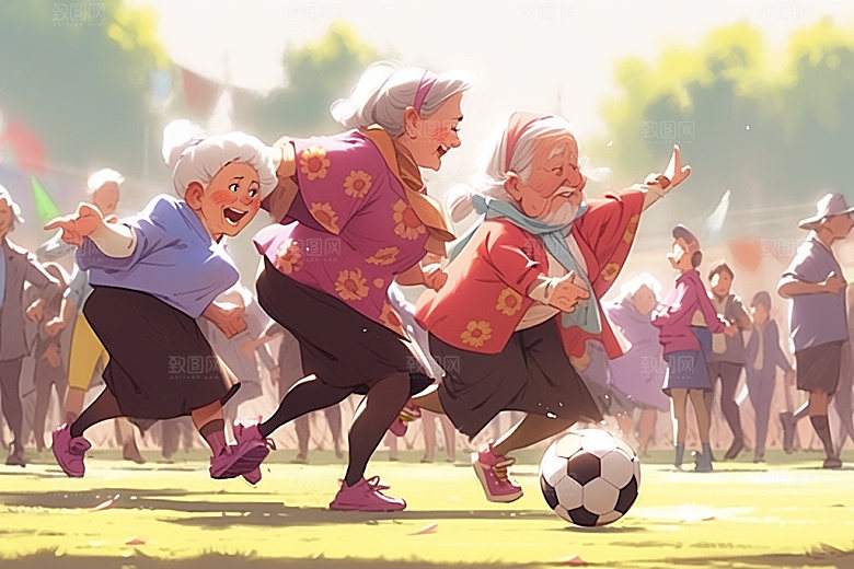老年生活高清温馨插画