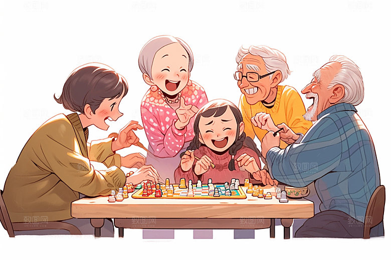 老年生活敬老宣传卡通插画