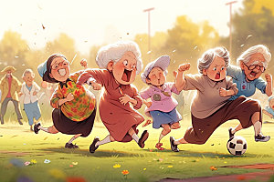 老年生活老年人高清插画