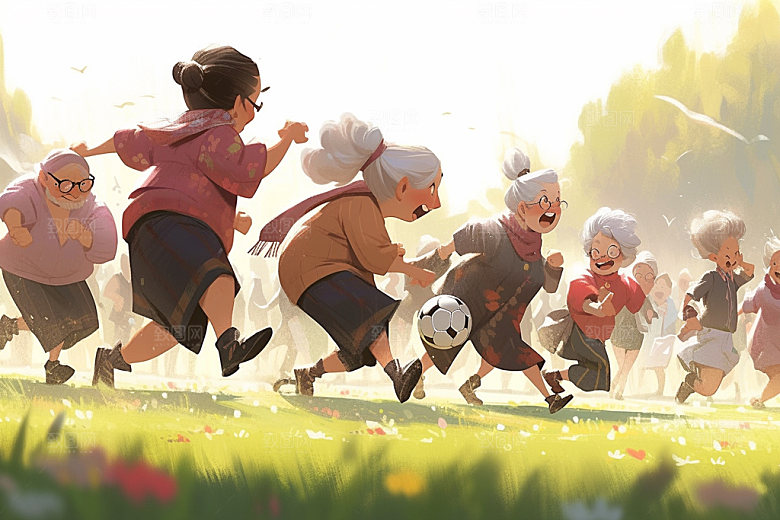 老年生活夕阳红敬老宣传插画