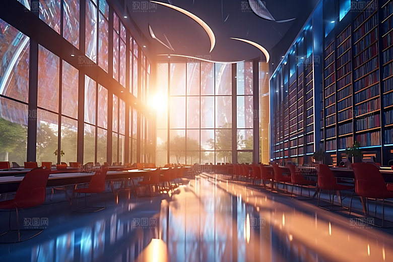 图书馆读书学习效果图