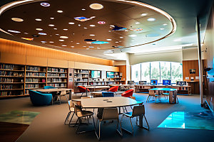 图书馆阅览室读书效果图