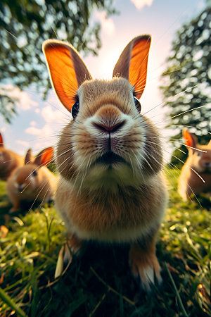 兔子家养动物哺乳动物摄影图