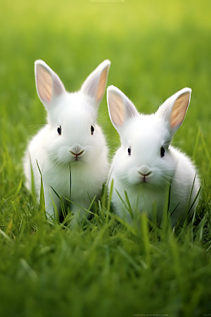 兔子家养动物萌摄影图