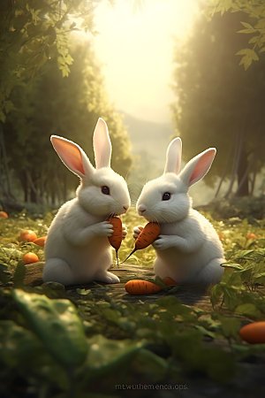 兔子萌可爱摄影图