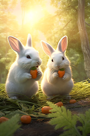 兔子可爱萌摄影图