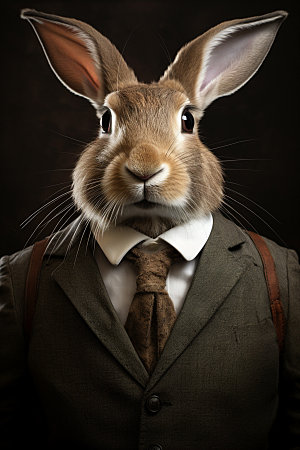 西装兔子企业文化拟人素材