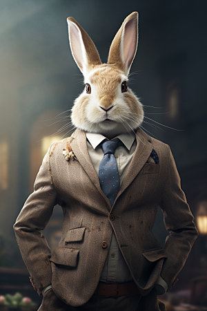 西装兔子企业文化动物素材
