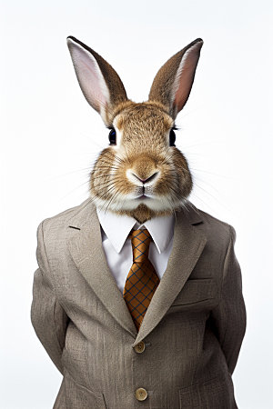 西装兔子拟人动物素材
