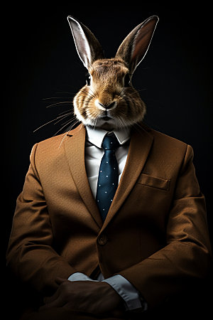 西装兔子商务商业素材