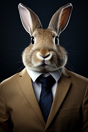 西装兔子拟人商业素材