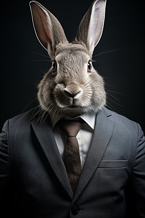 西装兔子办公企业文化素材