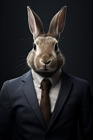 西装兔子商业企业文化素材