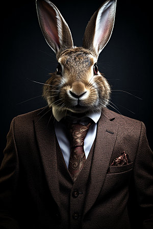 西装兔子商业拟人素材