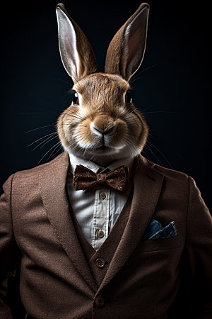 西装兔子创意企业文化素材
