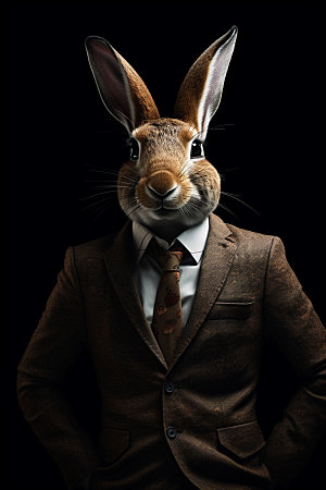 西装兔子企业文化办公素材