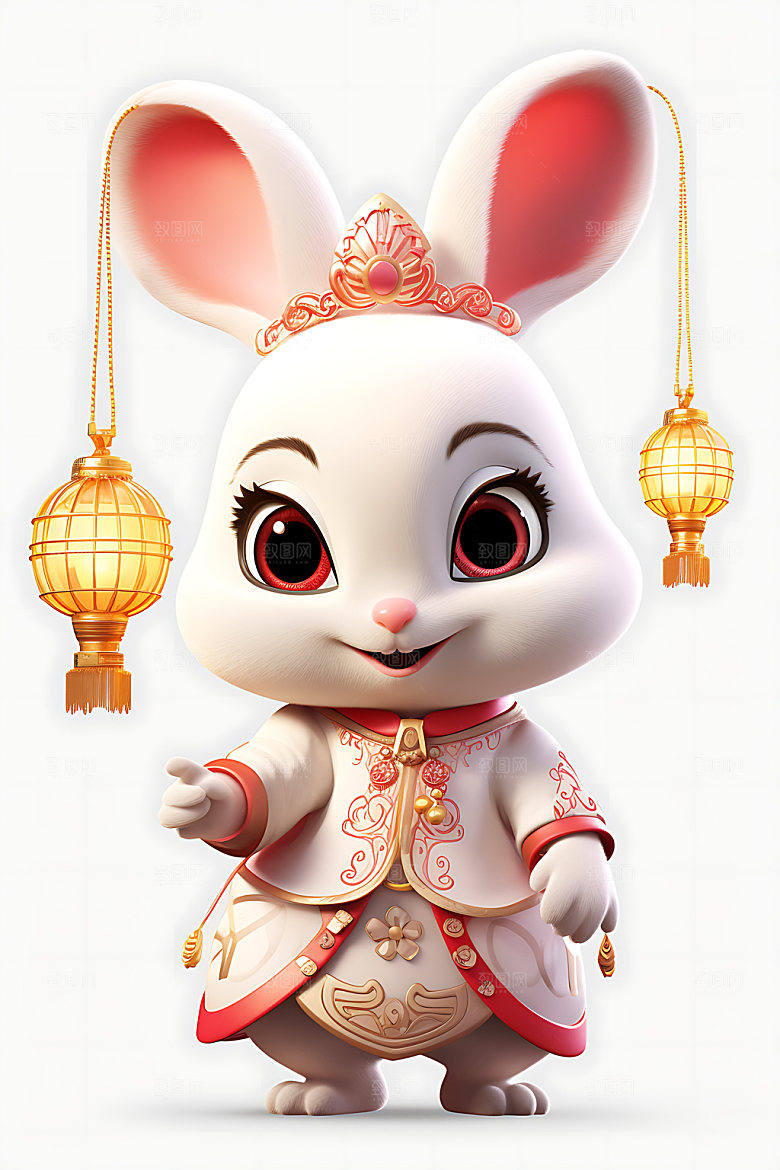 中秋节兔子中国风喜庆插画