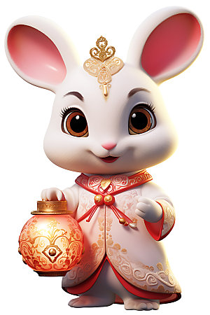 中秋节兔子月圆传统文化插画