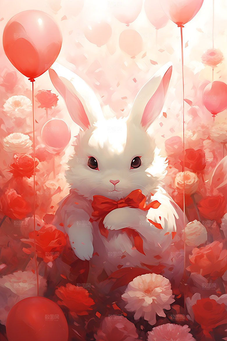 中秋节兔子传统文化手绘插画