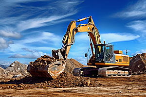 挖掘机建造建设摄影图