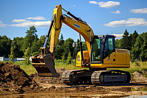 挖掘机开发施工摄影图