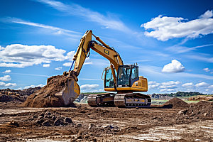 挖掘机建筑工地建设摄影图