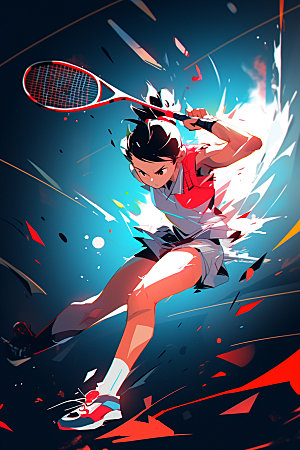 网球运动员球类运动比赛插画