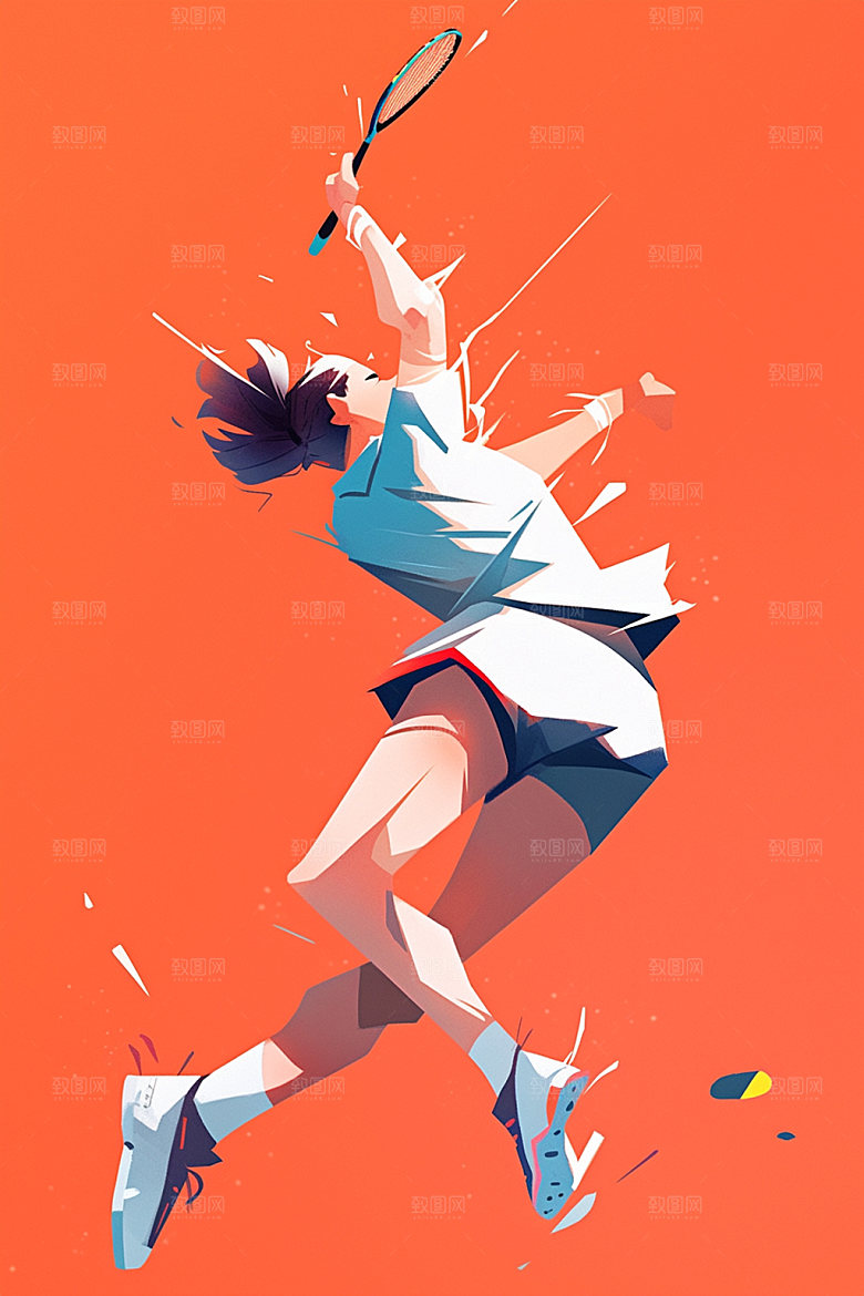 网球运动员锻炼比赛插画