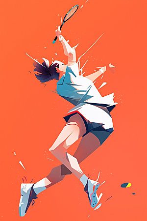 网球运动员锻炼比赛插画